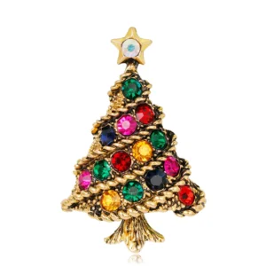 broche élégante en forme de sapin avec strass