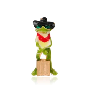 Broche en forme de grenouille jouant de la musique