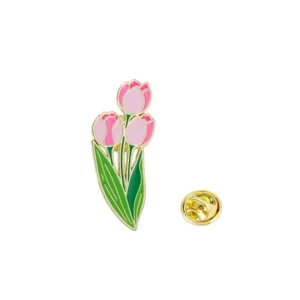 Pin's Fleur Rose sur un fond clair