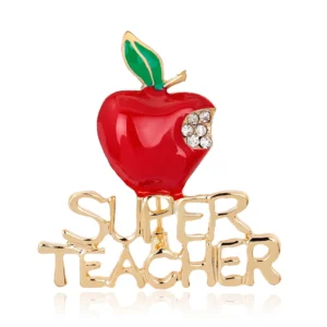 Broche Pomme SUPER TEACHER avec design fruité