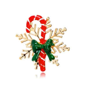 Broche élégante avec motif flocon et sucre d'orge pour Noël