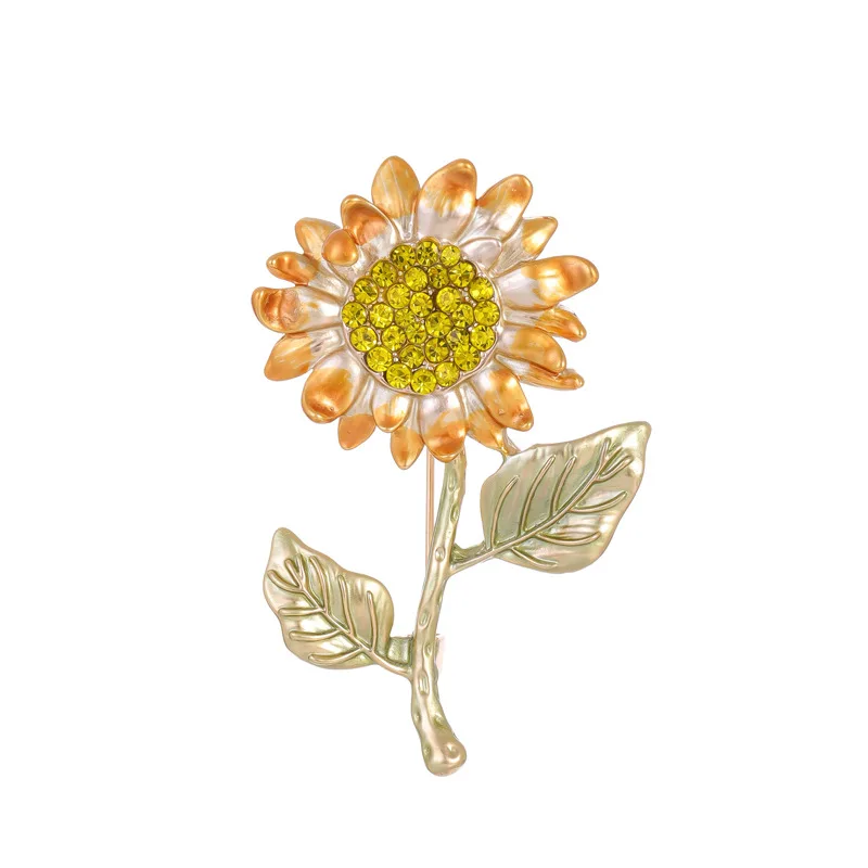 Détail de la broche fleur gerbera en métal