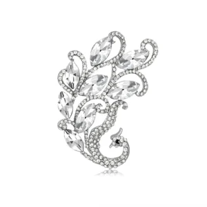 Broche Phoenix Strass Blanche élégante sur fond neutre