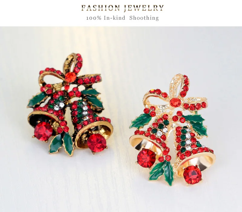 Broche double cloche avec éclat de strass