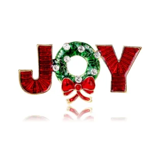 Broche Noël JOY sur fond festif