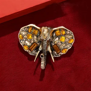 Broche moderne en forme d'éléphant avec strass