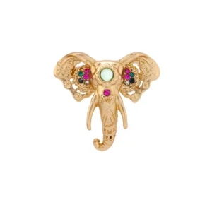 Broche dorée en forme de tête d'éléphant