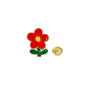 Pin's Fleur Rouge sur fond blanc
