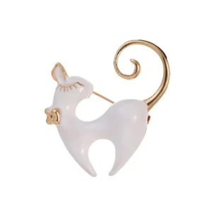 Broche vintage dorée en forme de chat