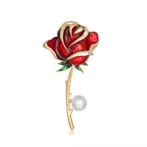 Broche Fleur Rose élégante en métal