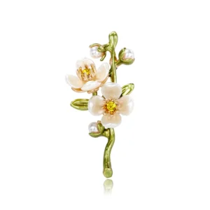 Broche Fleur Blanche ornée pour embellissement de vêtements