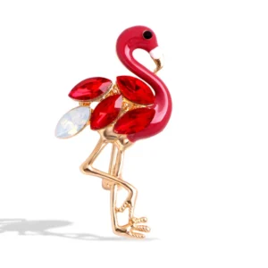 Broche en métal représentant un flamant rose