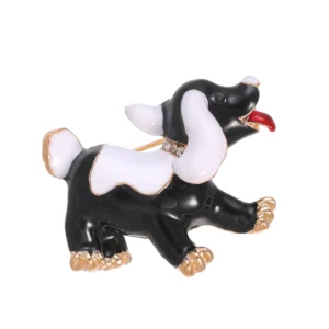 Broche élégante de petit chien noir et blanc