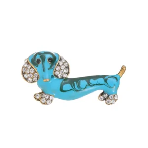 Broche en métal bleu nuit avec motif chien