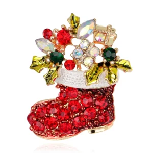 Broche Botte Du Père Noël Strass avec strass scintillants