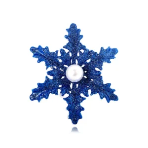 Broche en forme de flocon de neige bleue pour Noël