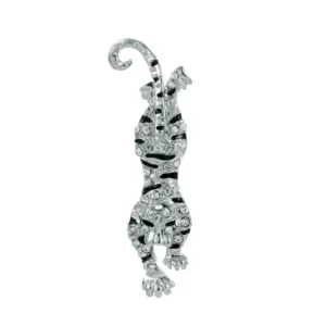 Broche en forme de tigre en métal argenté