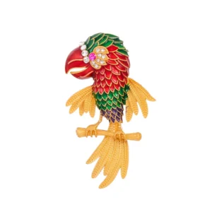 Broche Perroquet Art Déco avec un design coloré