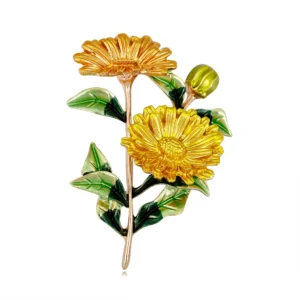 Broche en forme de fleur de chrysanthème sur fond neutre