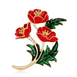 Broche Japonaise au design de coquelicot vibrant