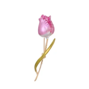 Broche élégante en forme de fleur rose pâle