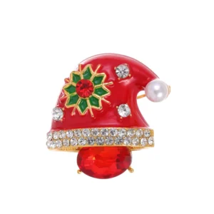Broche Chapeau de Noël ornée de strass scintillants