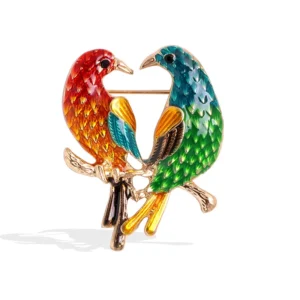 Broche représentant des oiseaux inséparables