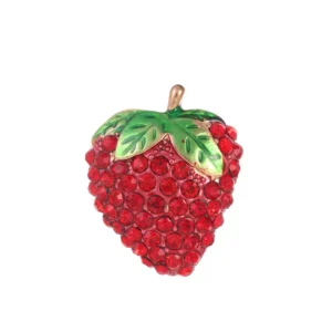 Broche en forme de fraise avec tige dorée