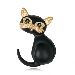 Broche en forme de chat noir élégante pour les accessoires