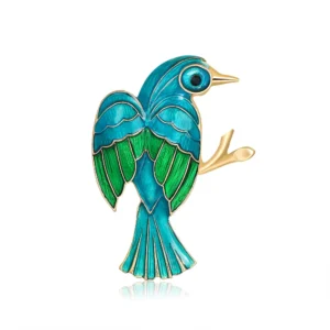 Broche en forme d'oiseau bleu décoratif