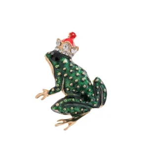 Broche déco grenouille couronnée en métal