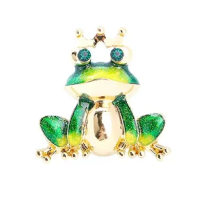 Broche grenouille avec yeux perçants en métal