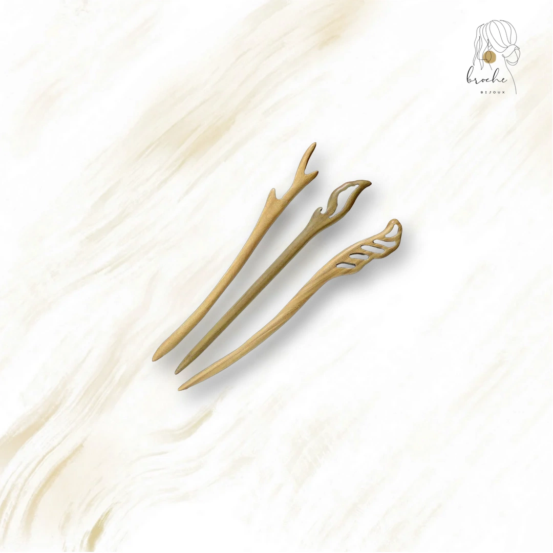 Broche A Cheveux Ancienne en bois