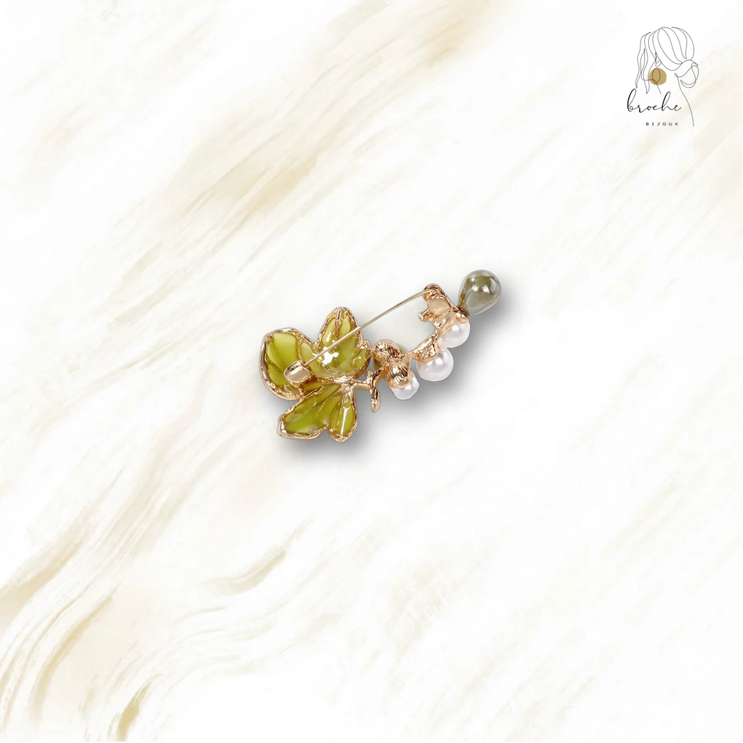 Broche Ancienne Fleur Et Perles