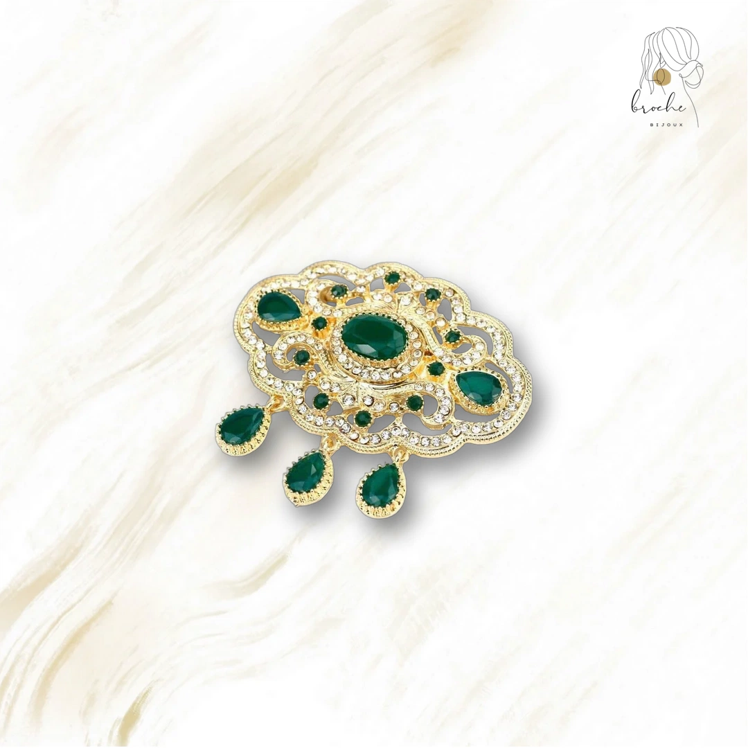 Broche Ancienne Vert Or