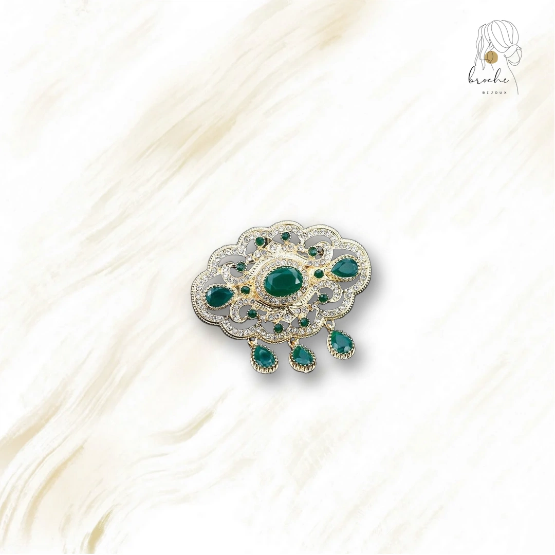 Broche Ancienne Vert Or