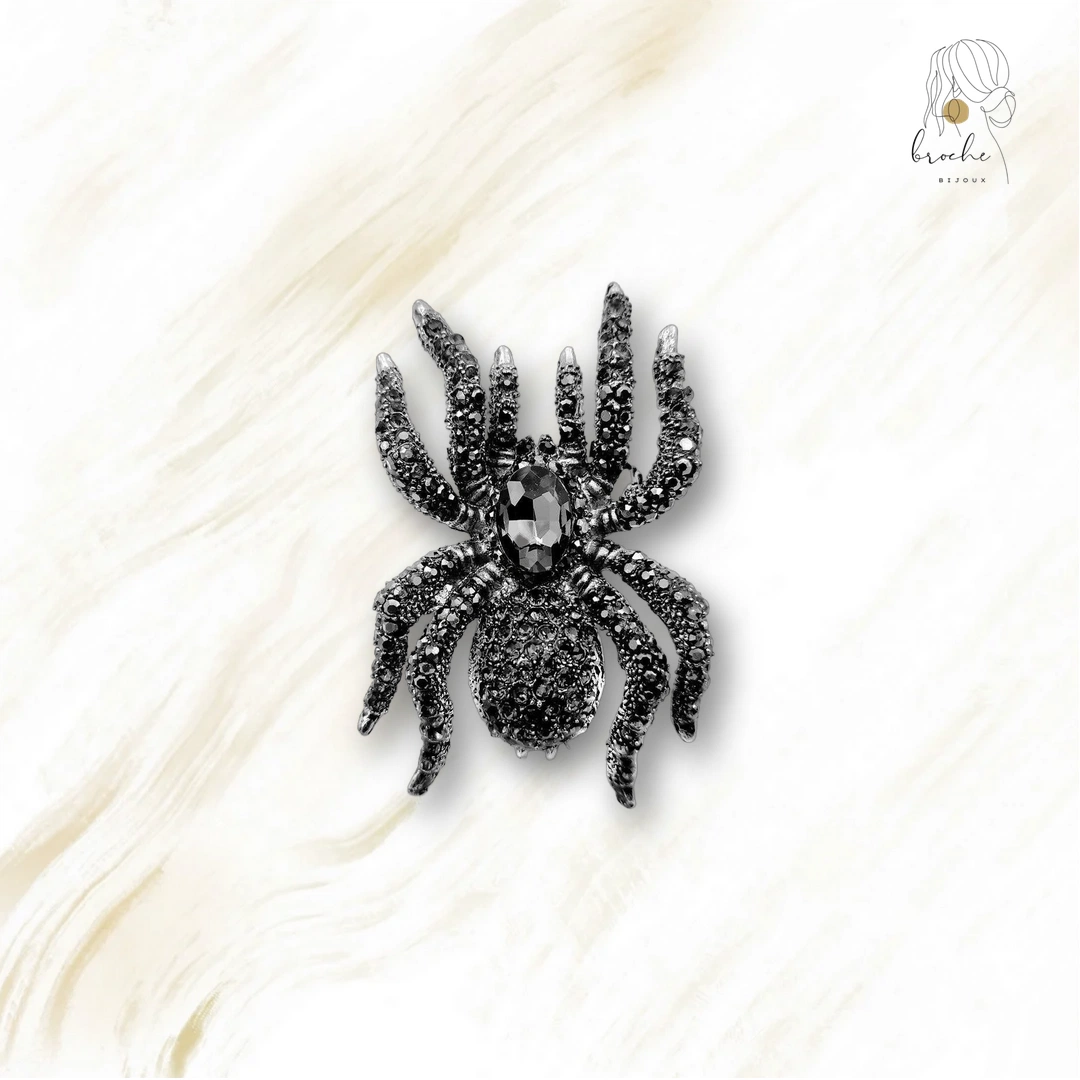 Broche Araignée 10 Pattes Noire