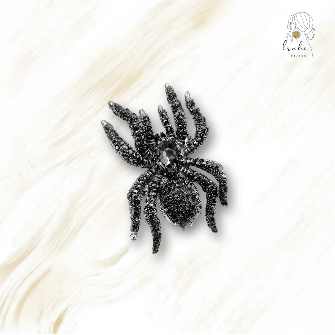 Broche Araignée 10 Pattes Noire