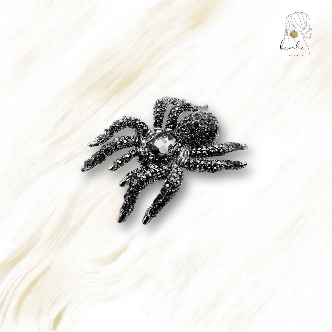 Broche Araignée 10 Pattes Noire