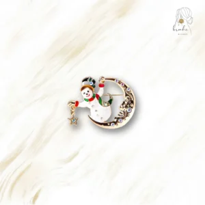 Broche Bonhomme De Neige Sur Sa Petite Lune