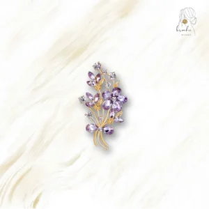 Broche Branche De Fleurs Violettes