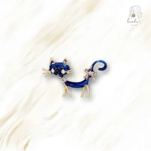 Broche Chat Bleu Doré