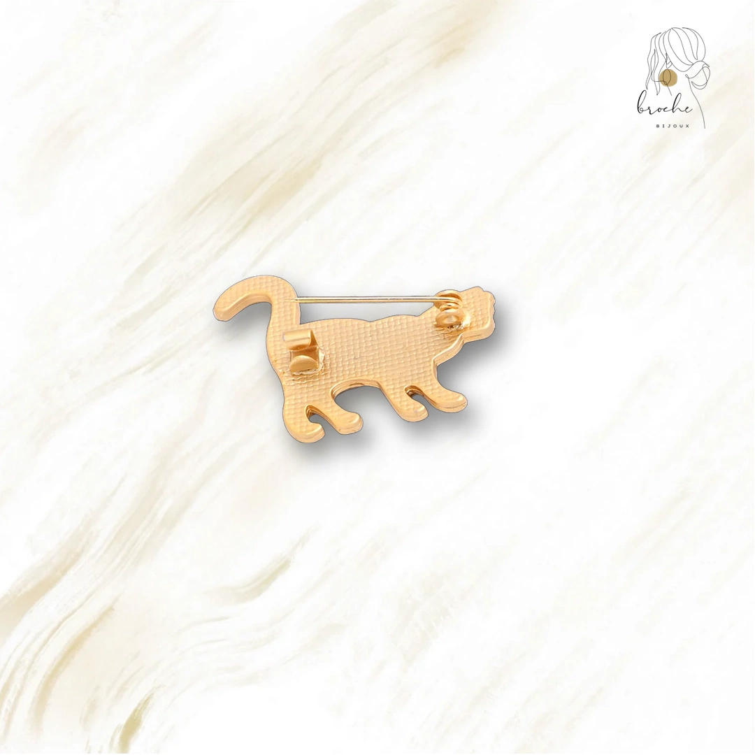 Broche Chat Doré Style Ancien