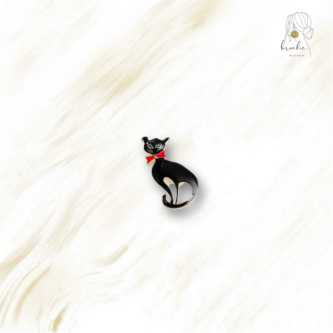 Broche Chat Nœud De Papillon Noir