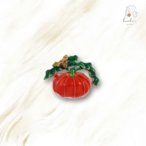 Broche Citrouille Garni Pétale Doré