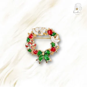 Broche Couronne De Noël Colombe Blanc
