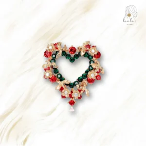 Broche Couronne De Noël En Forme De Coeur