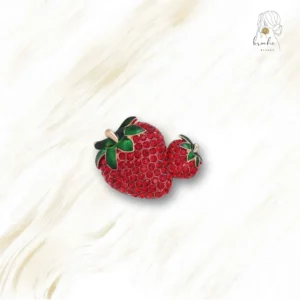 Broche Double Rose Strass Rouge