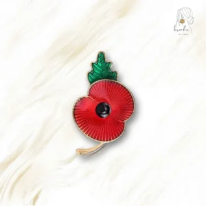 Broche Fleur Coquelicot Avec Tige Et Feuille