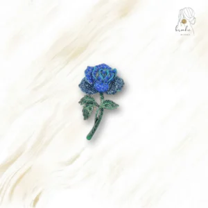 Broche Fleur Rose Bleu Marine